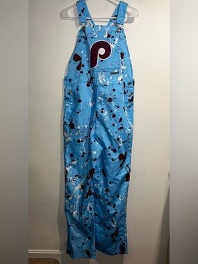 FOCO Philadelphia Phillies Womens Powder Blue Paint Splatter Bib Overalls
